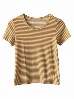 American Eagle Striped Crewneck T-Shirt. Dark Yellow/Gold, White. Size XS​​​